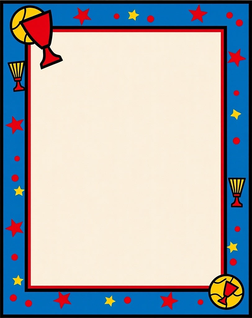Bold Red Star Trophy Border Rug