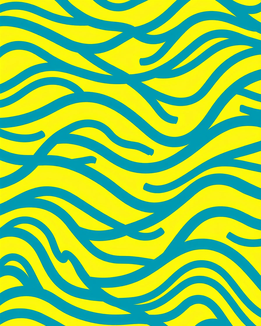 Bright Yellow Teal Swirl Abstract Rug