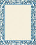 Intricate Blue Floral Border Cream Rug