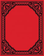 Bold Red Black Floral Border Rug