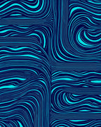 Deep Blue Swirling Aqua Lines Rug