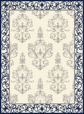 Cream Gray Baroque Damask Scroll Rug
