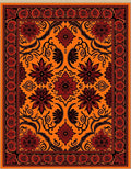 Bold Red Floral Orange Medallion Rug