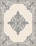 Cream Ivory Scrollwork Medallion Border Rug