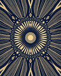 Navy Gold Sunburst Radial Rug