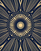 Navy Gold Sunburst Radial Rug