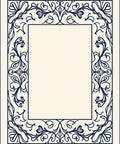 Navy Blue Ornate Floral Arch Rug