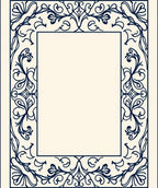 Navy Blue Ornate Floral Arch Rug
