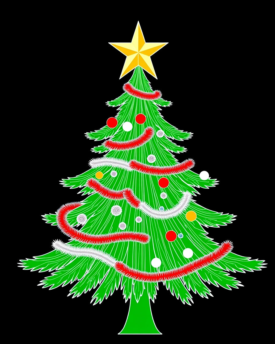 Festive Green Christmas Tree Garland Rug
