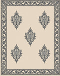 Ornate Ivory Centerpiece Damask Rug