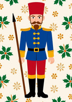 Nutcracker Soldier Red Blue Holly Gold Rug