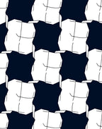 Bold Navy White Cubes Repeating Rug