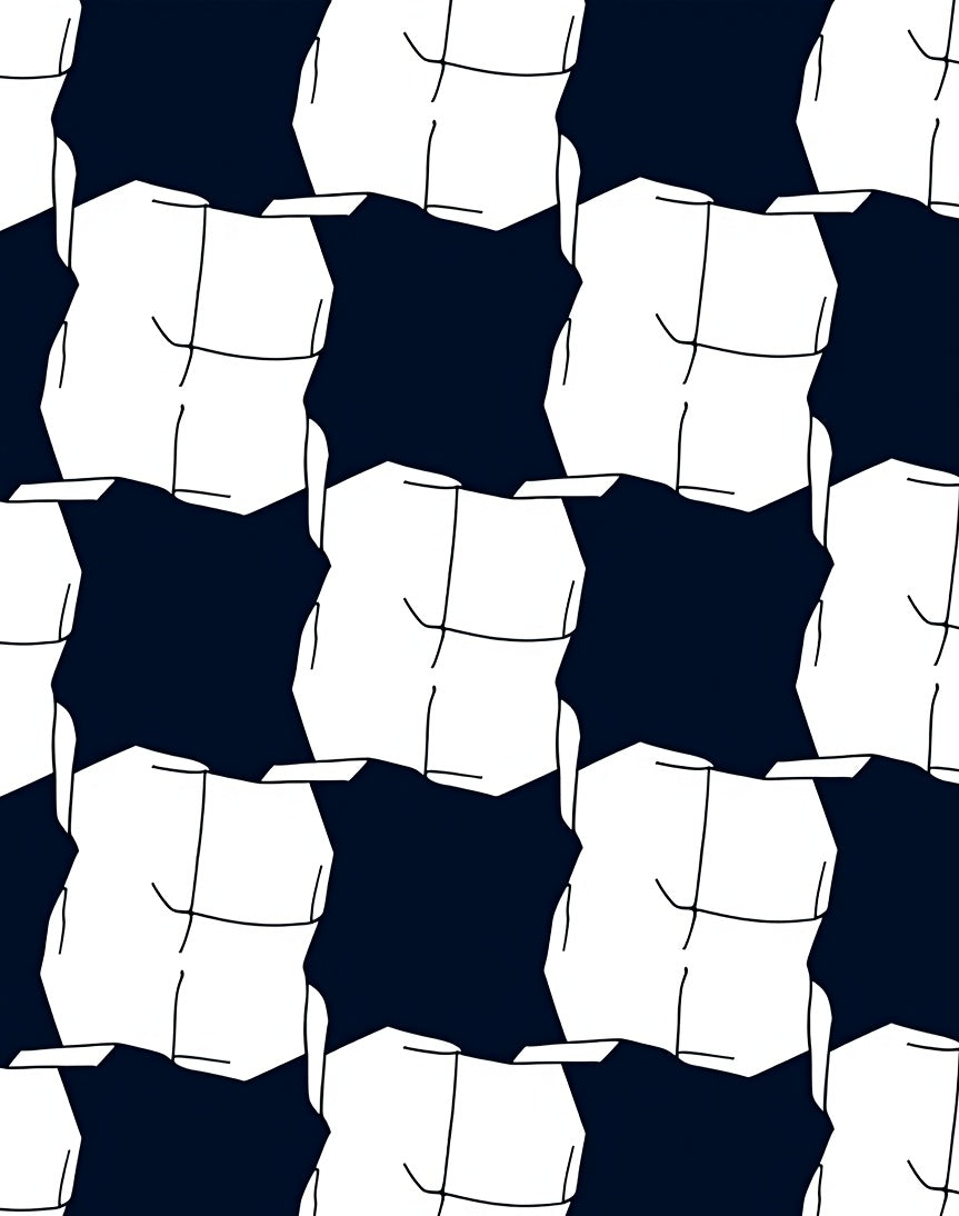 Bold Navy White Cubes Repeating Rug
