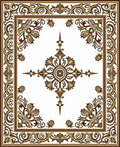 Ornate Brown Floral Square Medallion Rug