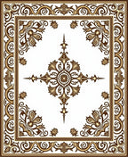 Ornate Brown Floral Square Medallion Rug