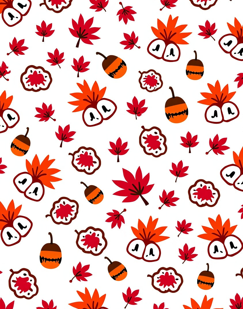 Autumn Red Maple Acorn Scatter Rug