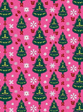 Festive Pink Christmas Tree Snowflakes Rug