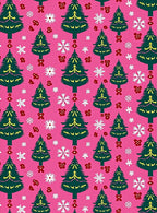 Festive Pink Christmas Tree Snowflakes Rug