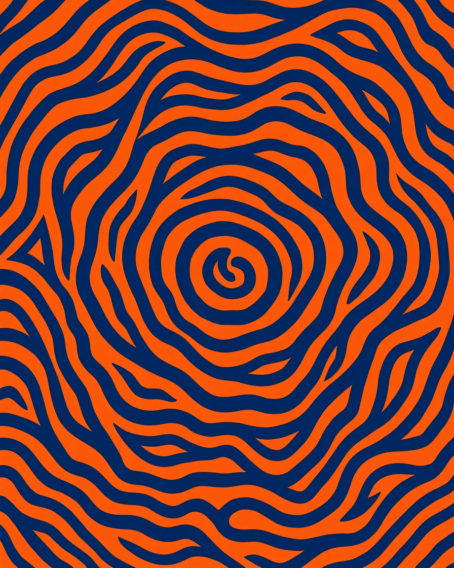 Orange Blue Swirling Lines Rug