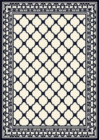 Elegant Ivory Lattice Border Rug