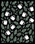 Coffee Tea Leaves Black Background Rug