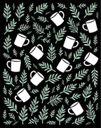 Coffee Tea Leaves Black Background Rug