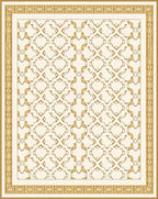 Cream and Gold Geometric Overlay Rug