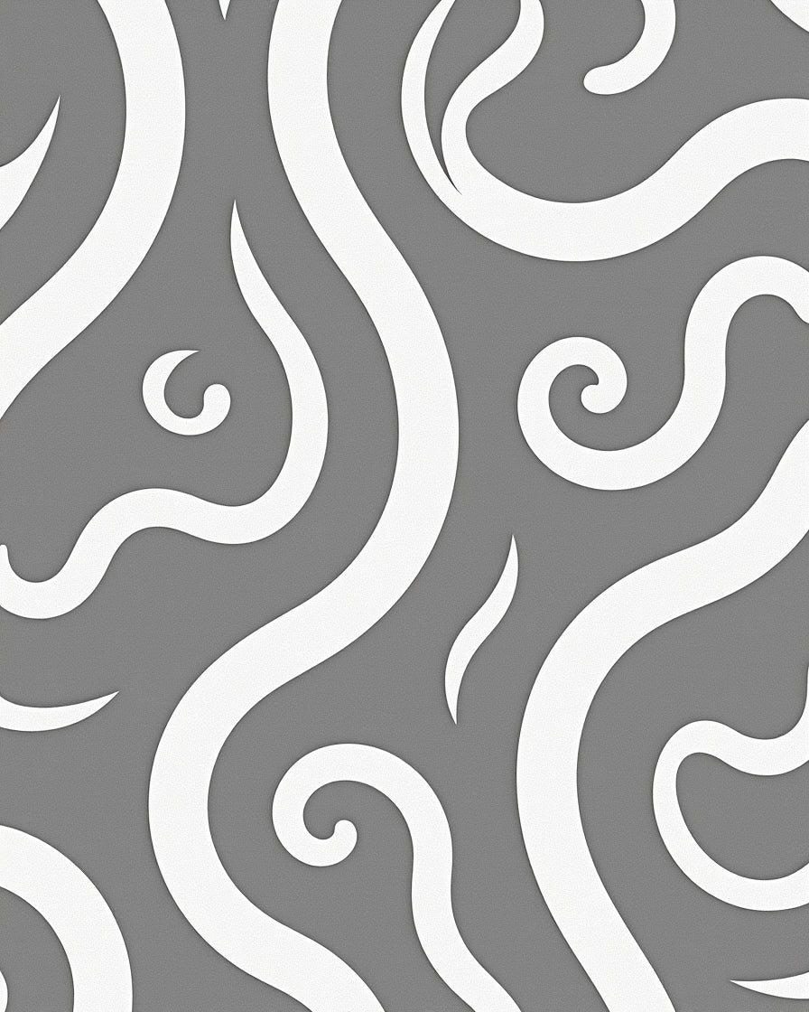 Classic Gray Swirls Contemporary Rug