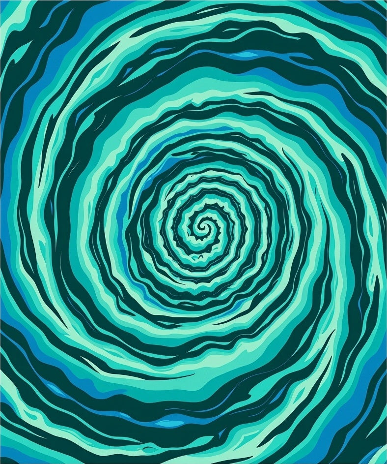 Turquoise Swirl Abstract Ribbon Rug