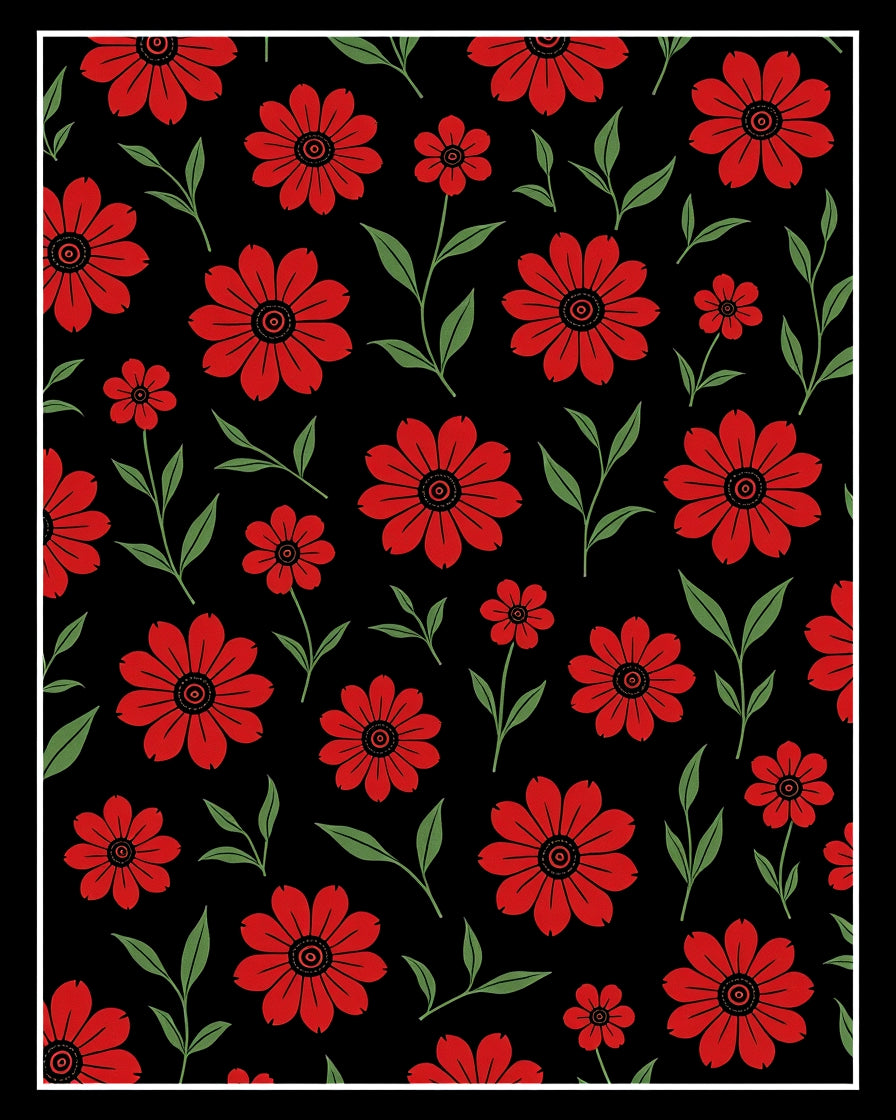 Bold Red Floral Garden Repeat Rug