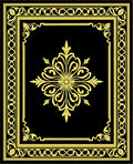 Black and Gold Ornate Medallion Rug