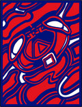 Bold Red White Blue Abstract Swirls Rug