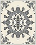 Gray Floral Medallion Corner Emblem Rug