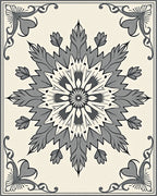 Gray Floral Medallion Corner Emblem Rug