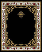 Crimson Floral Gold Border Rug