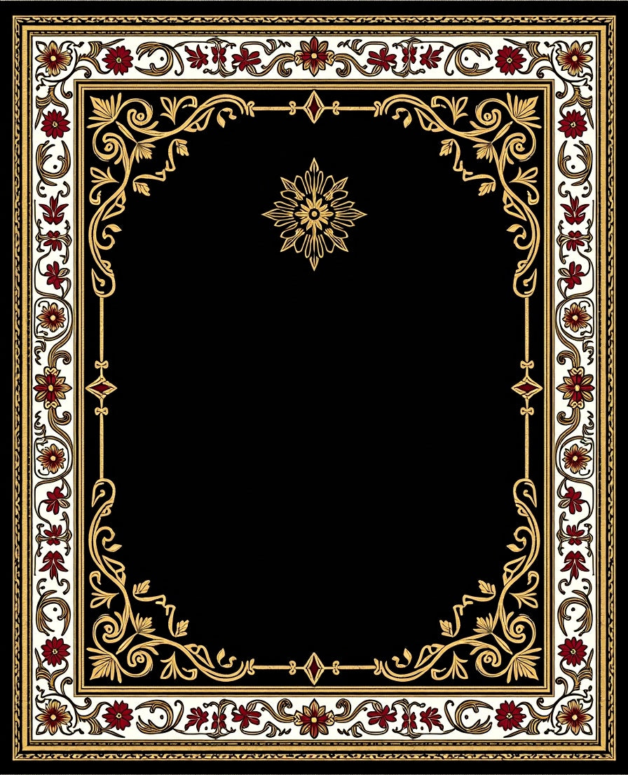 Crimson Floral Gold Border Rug