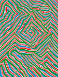 Vibrant Red Blue Green Labyrinth Rug