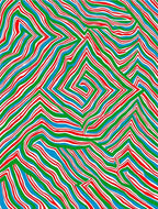 Vibrant Red Blue Green Labyrinth Rug