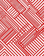Dynamic Red White Geometric Circuit Rug