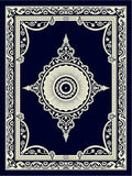 Elegant Navy Cream Medallion Frame Rug