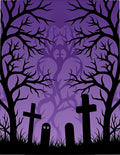 Spooky Purple Ghostly Cemetery Trees Rug