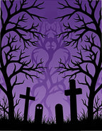 Spooky Purple Ghostly Cemetery Trees Rug