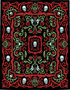 Gothic Red Skull Swirls Medallion Rug