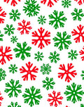 Red Green Snowflakes Scattered Festive Rug