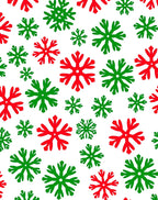 Red Green Snowflakes Scattered Festive Rug