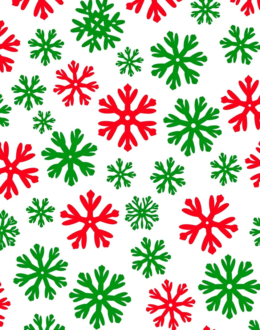 Red Green Snowflakes Scattered Festive Rug