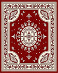 Crimson Ivory Ornamental Medallion Rug