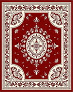 Crimson Ivory Ornamental Medallion Rug