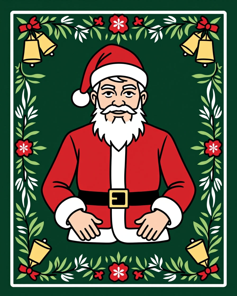 Festive Santa Claus Christmas Wreath Rug
