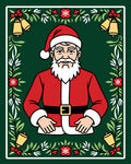 Festive Santa Claus Christmas Wreath Rug